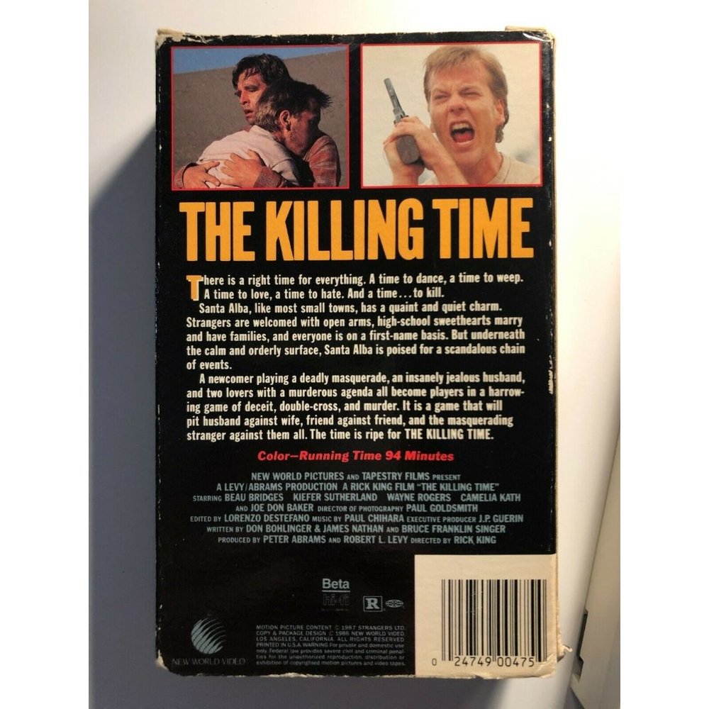 The Killing Time BETAMAX BETA NOT VHS Kiefer Sutherland Beau Bridges 1987 - Picture 2 of 2